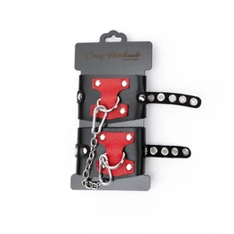 Lisice od crne kože sa crvenim dekorom