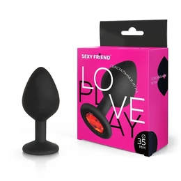 Analna čaura, L 80 mm d 35 mm, crna, kristalna boja crvena, silikon, art. SF-70501-16