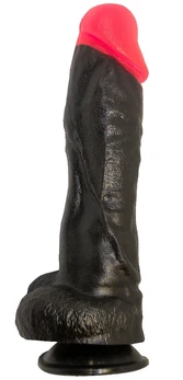 Dildo je crn sa crvenim REALISTIKOM u laminatu L 200 mm d 48 mm art. 395500