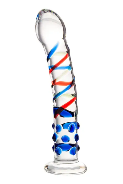 Stakleni falus sa različitim reljefom-18 cm.