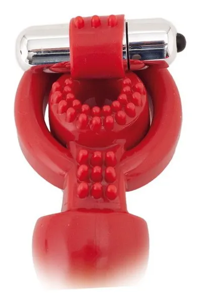 Dodatak za penis Black Red bi TOIFA sa vibracijama, PVC, crvena, 24 cm