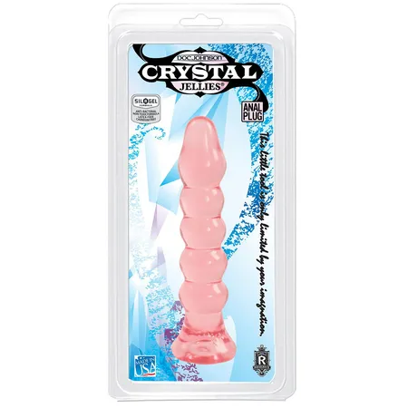 Analna riblja kost od ružičastog gela Cristal Jellies Anal plug bumps-15,2 cm.