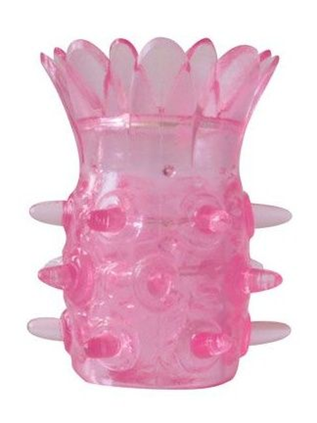 Ružičasta mlaznica za penis sa šiljcima i laticama - 6 cm.