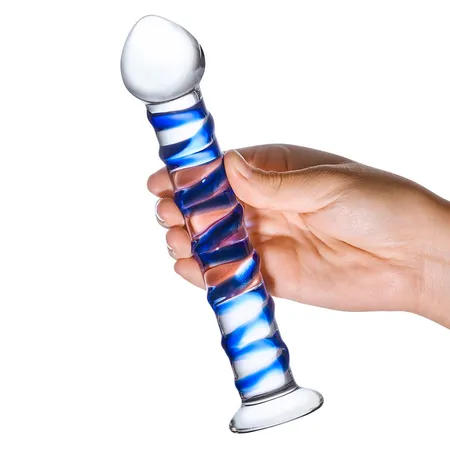 Blue Spiral stakleni dildo