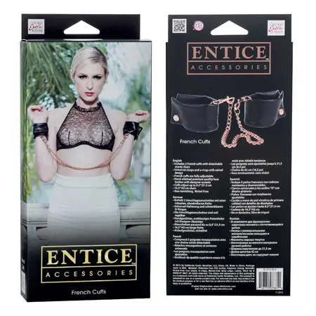 Crne meke lisice Entice French cuffs sa lancem