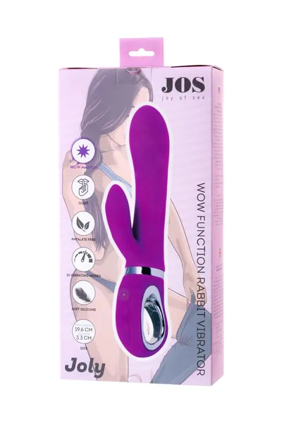 Jos Joli vibrator sa klitorisnim stimulatorom, sa VOV režimom, silikon, ljubičasta, 19,6 cm
