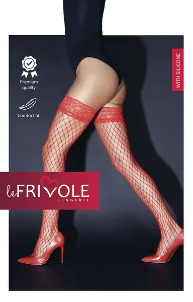 Čarape u veliku mrežicu sa čipkastom elastikom na silikonu