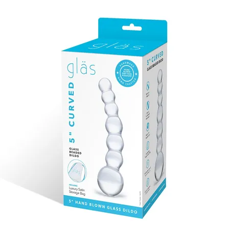 Zakrivljeni prozirni falus Beaded Dildo