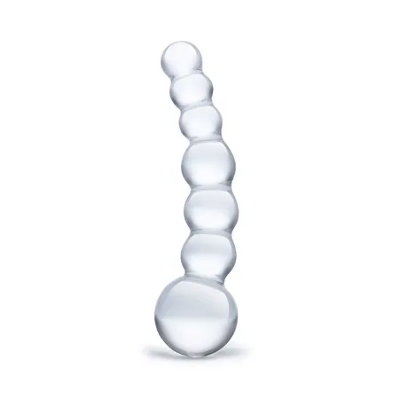 Zakrivljeni prozirni stimulans Beaded Dildo - 13 cm.