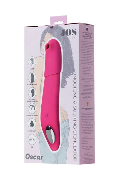 Stimulator 2 u 1: sa pulsacijom i vakuumskom talasnom stimulacijom Joss Oscar, silikon, ružičasta, 20,5 cm