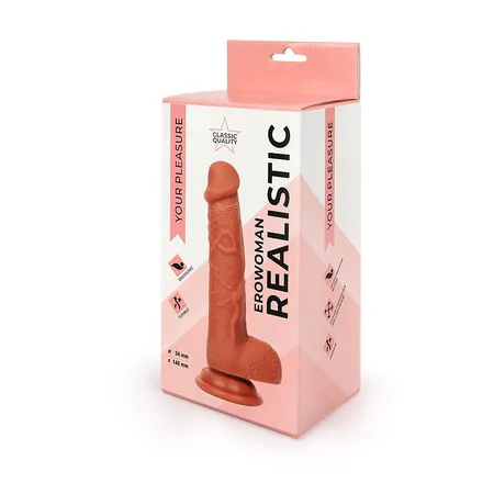 Dildo l radnog dela 140 mm d 34 mm, boja mulat, silikon art. ER-30051