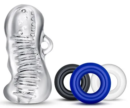 Set za muškarce jerk off: masturbator i 3 prstena za erekciju