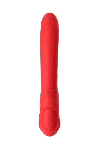 Black Red bi TOIFA bezremni strapon sa vibracijama, silikon, crvena, 35 cm