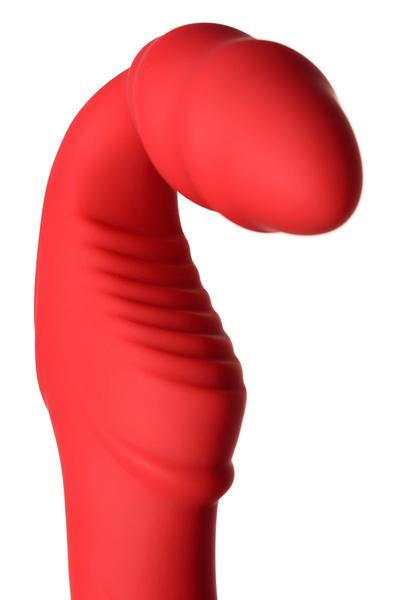 Black Red bi TOIFA bezremni strapon sa vibracijama, silikon, crvena, 35 cm