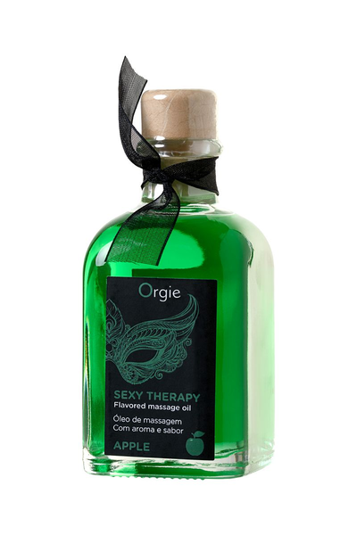 Orgie Lips masažni komplet za igre sa ukusom jabuke (jestivo ulje, pero) 100ml