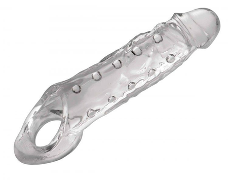 Prozrazna zatvorena glava penisa sa podrškom za skrotum Clearli Ample Penis Enhancer-22 cm.