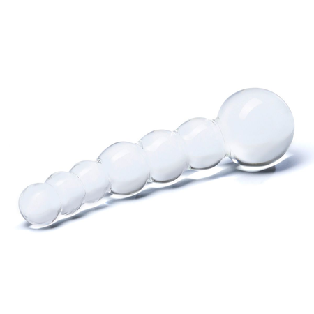 Zakrivljeni prozirni falus Beaded Dildo