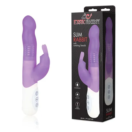 Hi-tech Vibrator sa slim Rabbit ljubičastim kuglicama za masažu
