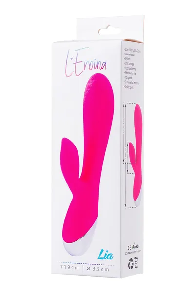 Vibrator sa L'eroina klitoralnim stimulatorom, silikon, roze, 19 cm