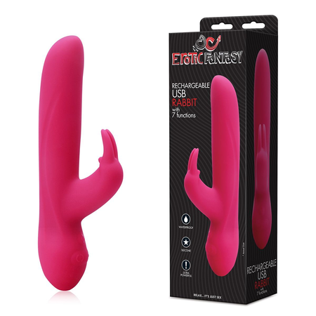 Ružičasti silikonski vibrator sa klitoralnim procesom i vibracionim režimima .