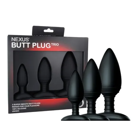 Set od 3 crne analne čaure Nekus Butt Plug trio set
