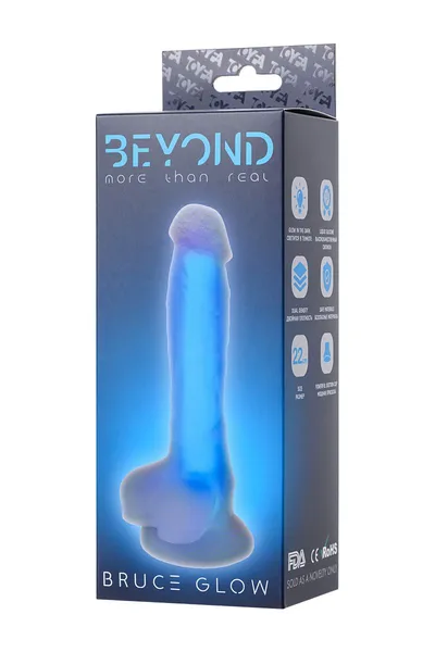Dildo, sjaj u mraku, Beiond bi Toifa, Bruce Glov, silikon, providan, 22 cm
