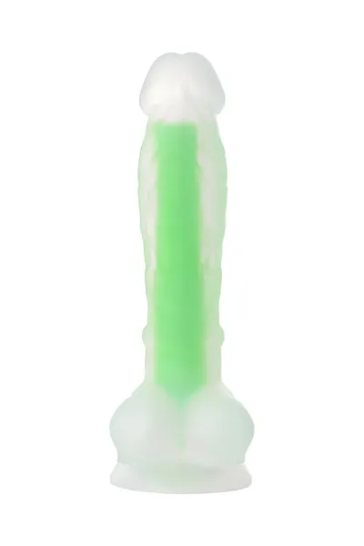 Dildo, sjaj u mraku, Beiond bi Toifa, Vade Glov, silikon, providan, 20 cm