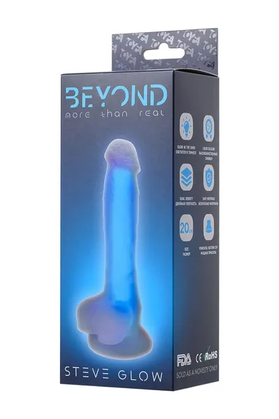Dildo, sjaj u mraku, Beiond bi Toifa, Steve Glov, silikon, proziran, 20 cm