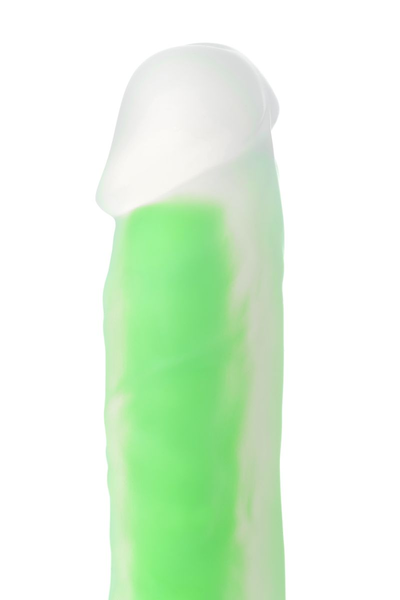 Dildo, sjaj u mraku, Beiond bi Toifa, Vade Glov, silikon, providan, 20 cm