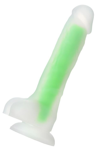 Prozirno zeleni dildo koji svetli u mraku, Vade Glov - 20 cm.