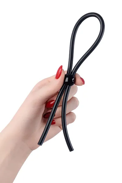 Laso na penisu a-Tois bi TOIFA sa jednom perlicom, silikon, crno, 19,5 cm