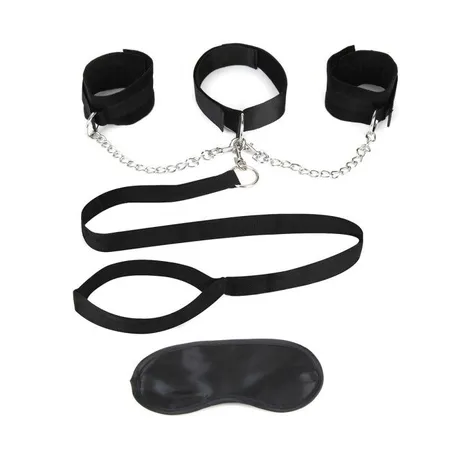 Crna ogrlica sa lisicama i povodcem Collar cuffs Leash set