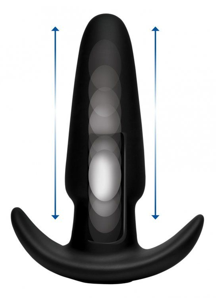 Crna analna vibraciona proba Kinetic Thumping 7X Medium Anal Plug-13,3 cm.