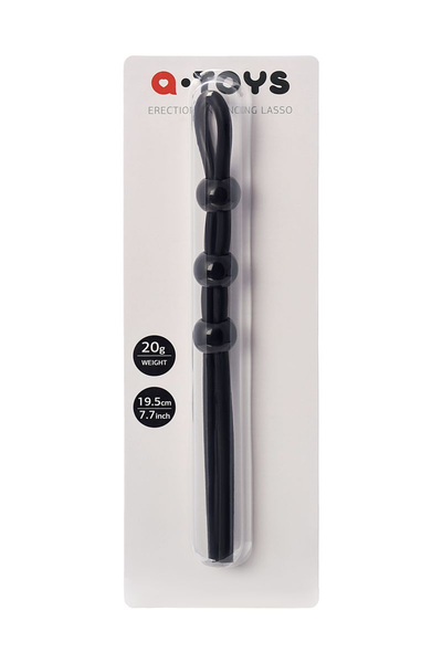 Laso na penisu a-Tois bi TOIFA sa tri perle, silikon, crno, 19,5 cm