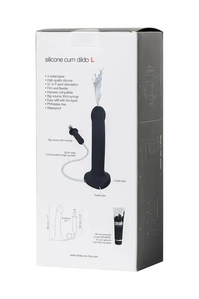 Strap-on-me Dildo Semi-Realistic dildo sa funkcijom ejakulacije, crni L, 18,2 cm