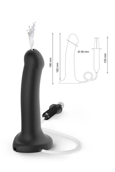 Strap-on-me Dildo Semi-Realistic dildo sa funkcijom ejakulacije, crni L, 18,2 cm