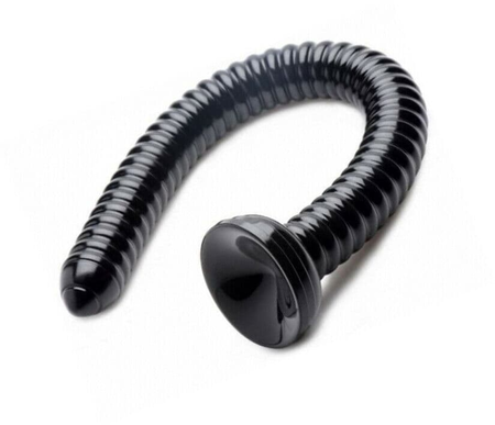 Crni Analni stimulator gigant Hosed Ribbed Anal Snake Dildo 50,8 cm.