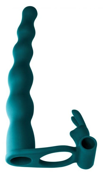 Zelena vibraciona podloga za dvostruku penetraciju Naughti Bunni - 17 cm.