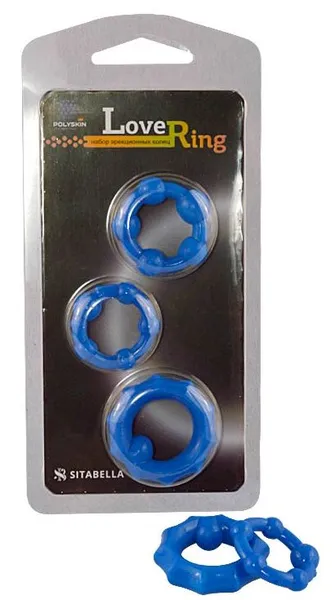 Set od 3 plava reljefna prstena za erekciju