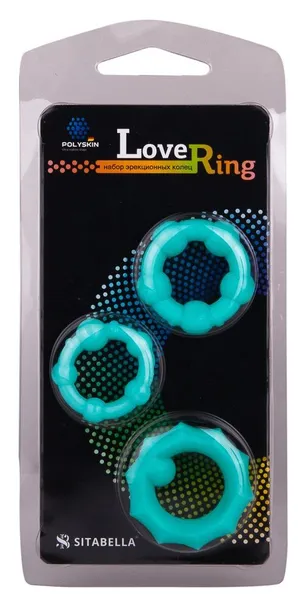 Set od 3 tirkizna reljefna prstena za erekciju
