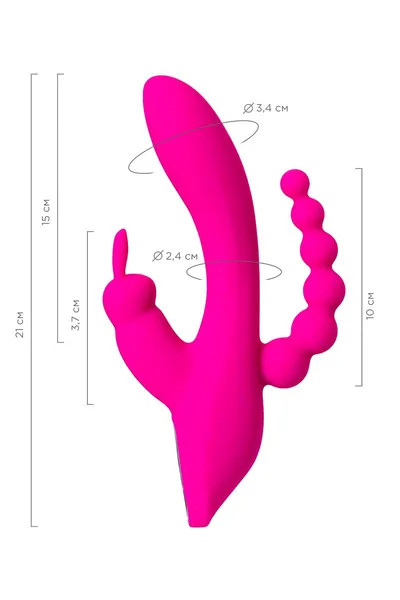 Jos Spanki trostruki vibracioni stimulator, silikon, roze, 21 cm