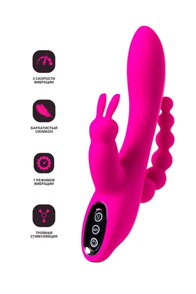 Jos Spanki trostruki vibracioni stimulator, silikon, roze, 21 cm