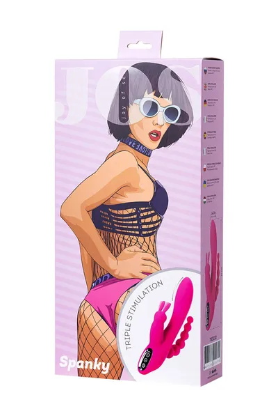 Jos Spanki trostruki vibracioni stimulator, silikon, roze, 21 cm