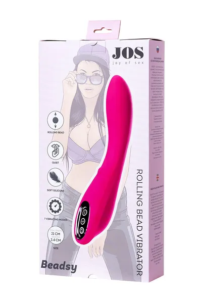 Jos BEADSI vibrator sa stimulativnim balonom, silikon, roze, 21 cm