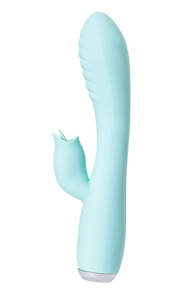 Vibrator sa klitoralnim stimulatorom i uvulom, Joss Milo, silikon, cijan, 20 cm