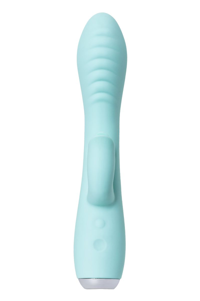Vibrator sa klitoralnim stimulatorom i uvulom, Joss Milo, silikon, cijan, 20 cm