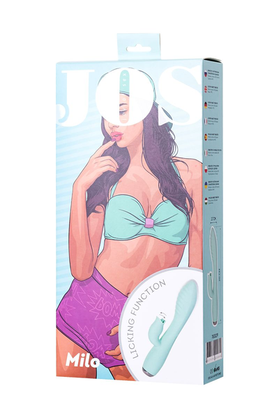 Vibrator sa klitoralnim stimulatorom i uvulom, Joss Milo, silikon, cijan, 20 cm