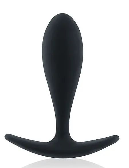 Crni glatki Analni čep sa graničnom bazom-9 cm.