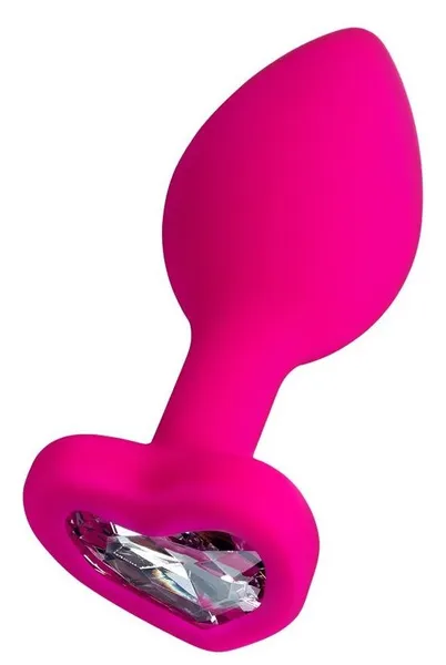 Diamond Heart ružičasta analna čaura sa prozirnim kristalom - 8 cm.