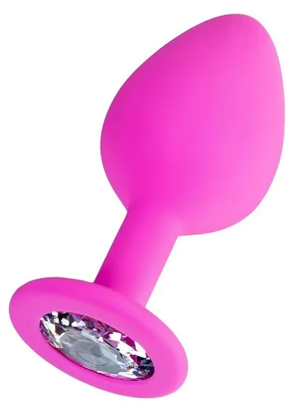 Brilliant ružičasta analna čaura sa prozirnim kristalom - 7 cm.